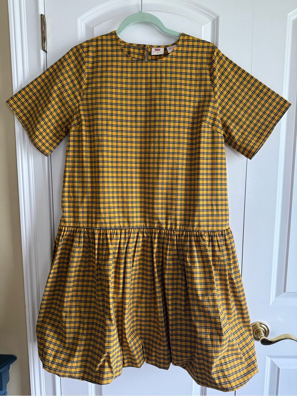 LEVI'S Aberdeen Taffeta Plaid Drop-Waist Dress with Pockets & Bubble Hem, NWT!